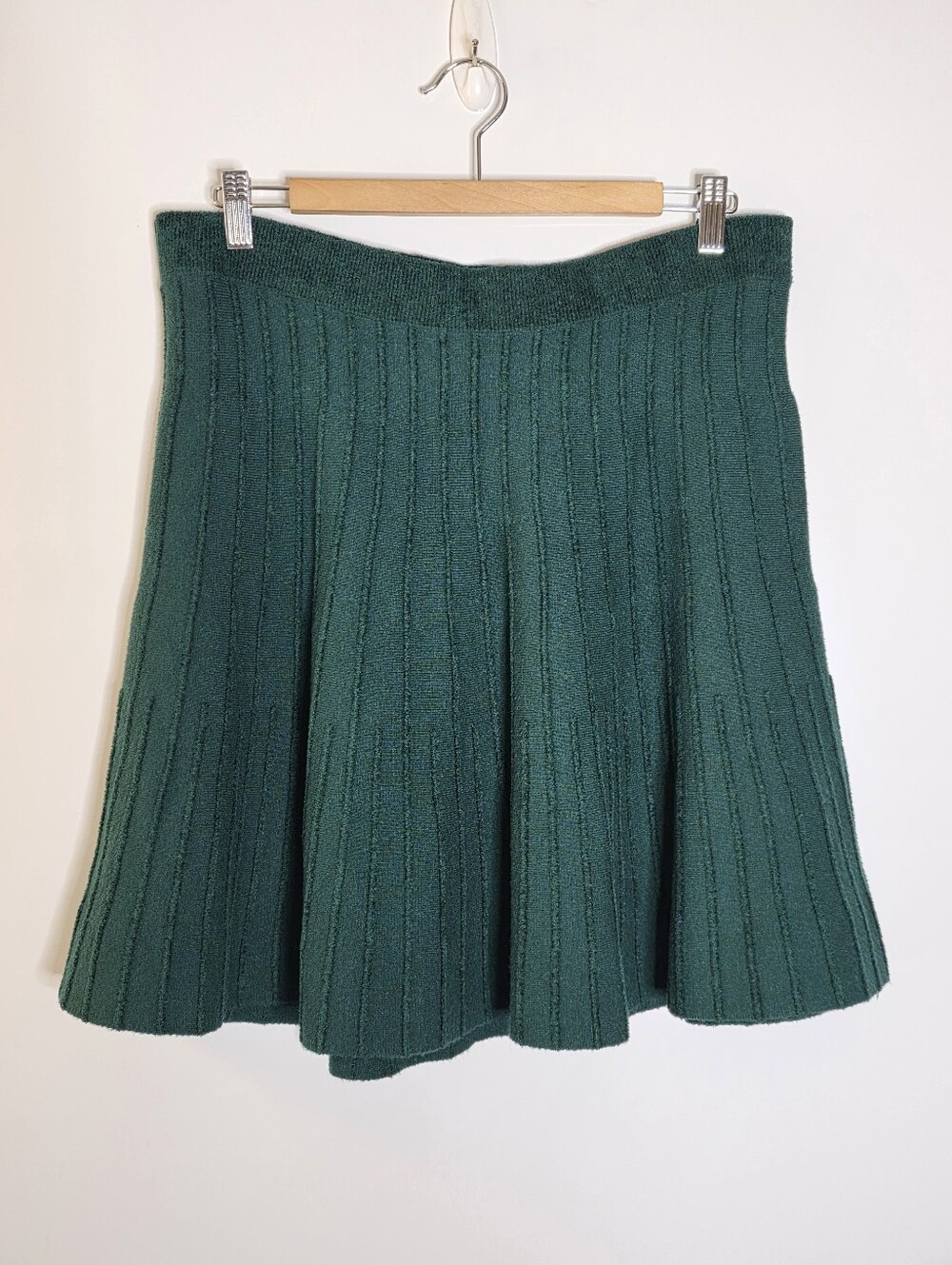 Meadow Rue Anthropologie Green knit sweater skirt Emerald Green short Size XL